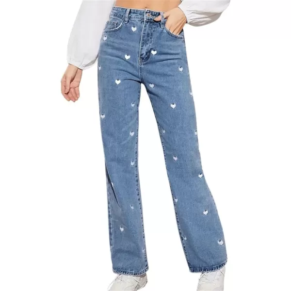 SweatyRocks Women's Casual Loose High Waist Solid Straight Wide Leg Jeans