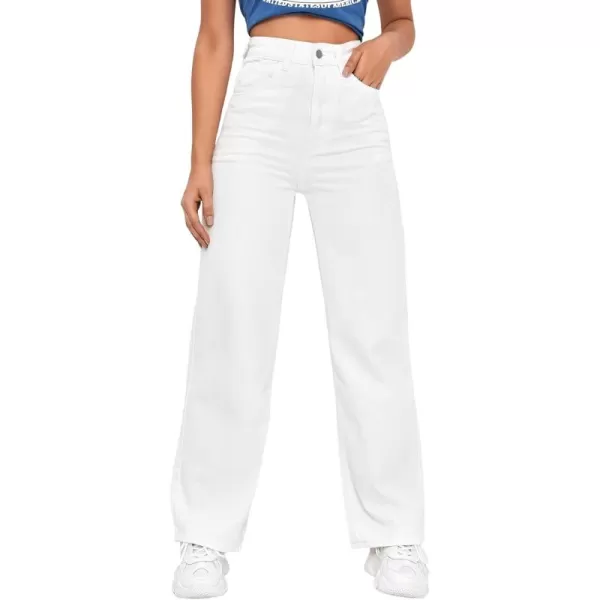 SweatyRocks Women's Casual Loose High Waist Solid Straight Wide Leg Jeans