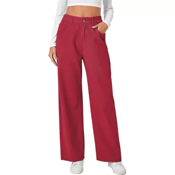SweatyRocks Women's Casual Loose High Waist Solid Straight Wide Leg Jeans