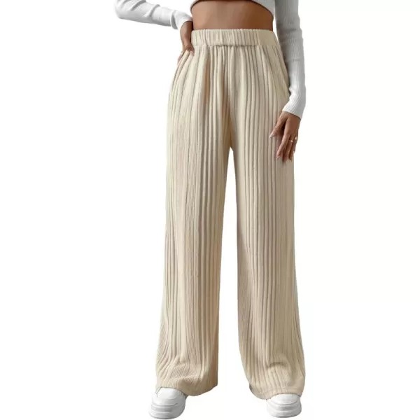SweatyRocks Women's Casual Rib Knit High Elastic Waist Wide Leg Pant Palazzo Pants Trousers