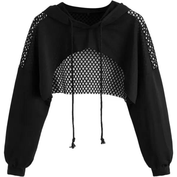 SweatyRocks Women's Casual Solid Cut Out Front Long Sleeve Pullover Crop Top Sweatshirt