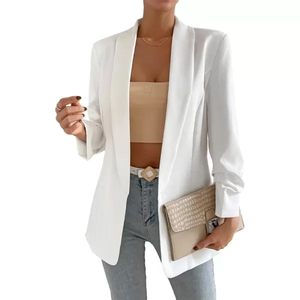SweatyRocks Women's Casual Solid Lightweight Shawl Collar Open Front Blazer Dressy Work Office Jacket