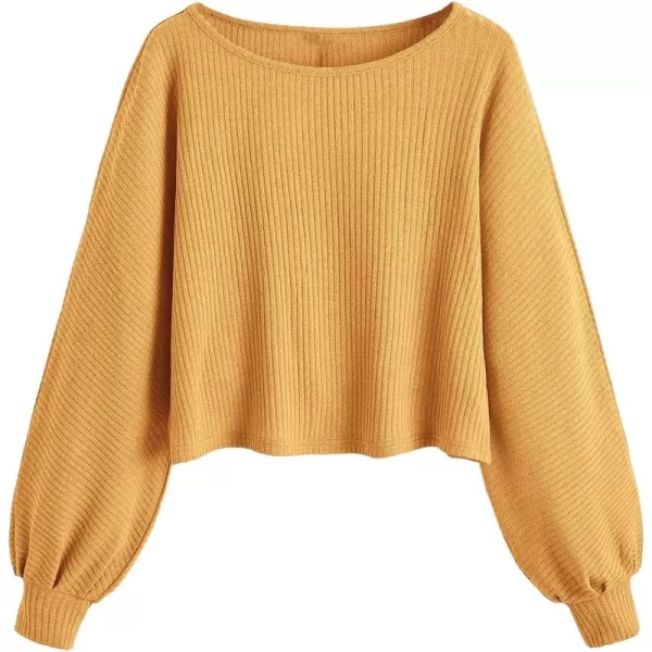 SweatyRocks Women's Casual Solid Ribbed Knit Raglan Long Sleeve Crop Top T Shirt