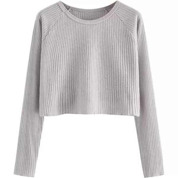 SweatyRocks Women's Casual Solid Ribbed Knit Raglan Long Sleeve Crop Top T Shirt