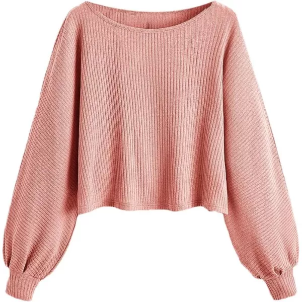 SweatyRocks Women's Casual Solid Ribbed Knit Raglan Long Sleeve Crop Top T Shirt