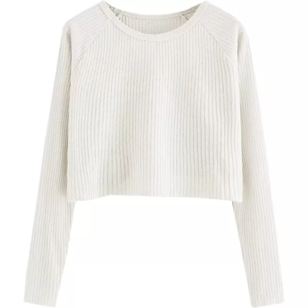 SweatyRocks Women's Casual Solid Ribbed Knit Raglan Long Sleeve Crop Top T Shirt