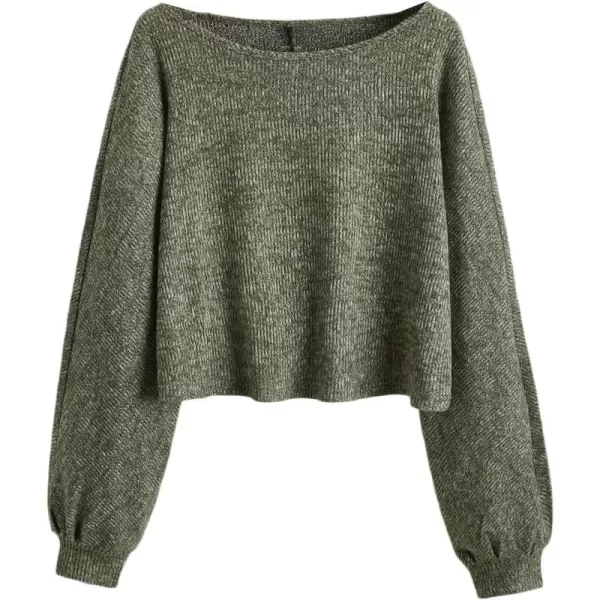 SweatyRocks Women's Casual Solid Ribbed Knit Raglan Long Sleeve Crop Top T Shirt