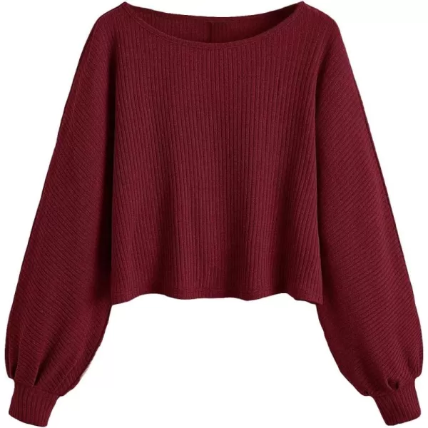 SweatyRocks Women's Casual Solid Ribbed Knit Raglan Long Sleeve Crop Top T Shirt