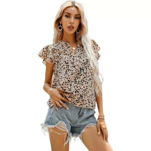 SweatyRocks Women's Casual V Neck Short Sleeve Frill Trim Blouse Shirt Top