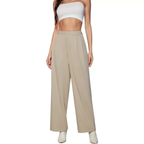 SweatyRocks Women's Casual Wide Leg High Waisted Button Down Straight Long Trousers Pants