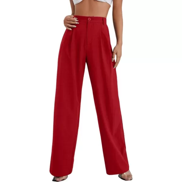 SweatyRocks Women's Casual Wide Leg High Waisted Button Down Straight Long Trousers Pants