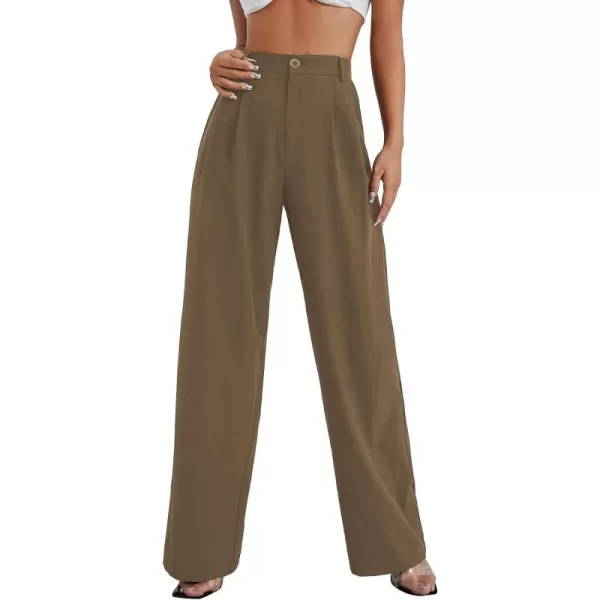 SweatyRocks Women's Casual Wide Leg High Waisted Button Down Straight Long Trousers Pants