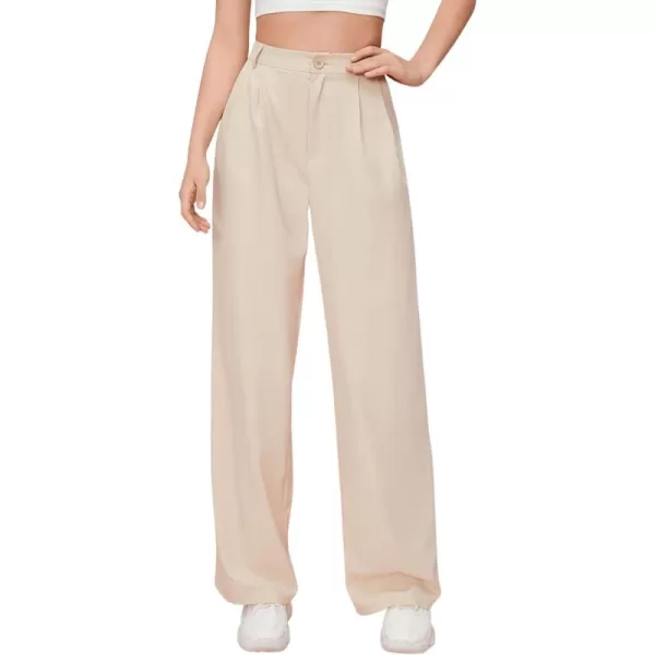 SweatyRocks Women's Casual Wide Leg High Waisted Button Down Straight Long Trousers Pants