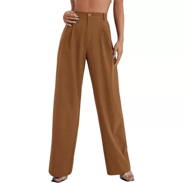 SweatyRocks Women's Casual Wide Leg High Waisted Button Down Straight Long Trousers Pants