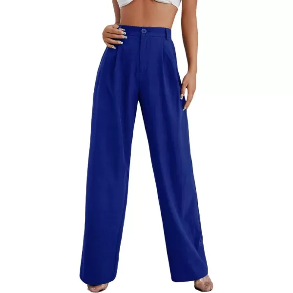 SweatyRocks Women's Casual Wide Leg High Waisted Button Down Straight Long Trousers Pants