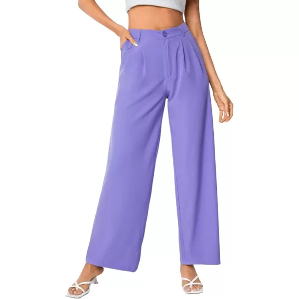 SweatyRocks Women's Casual Wide Leg High Waisted Button Down Straight Long Trousers Pants