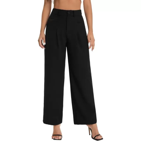 SweatyRocks Women's Casual Wide Leg High Waisted Button Down Straight Long Trousers Pants