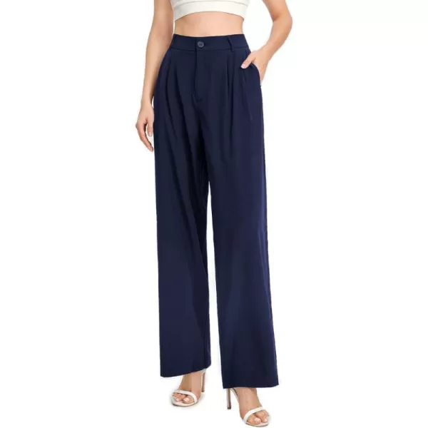 SweatyRocks Women's Casual Wide Leg High Waisted Button Down Straight Long Trousers Pants