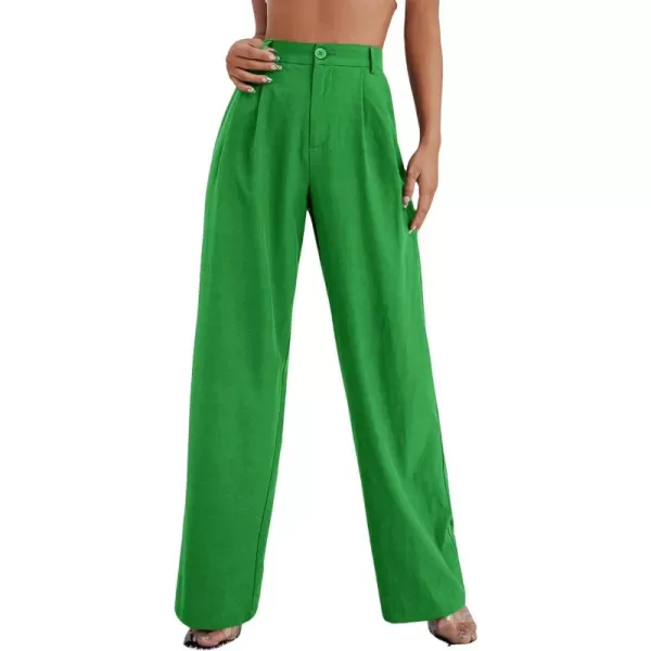 SweatyRocks Women's Casual Wide Leg High Waisted Button Down Straight Long Trousers Pants