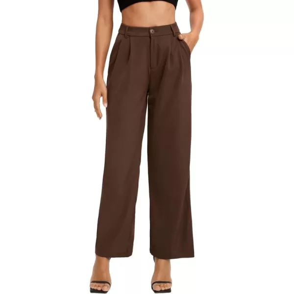 SweatyRocks Women's Casual Wide Leg High Waisted Button Down Straight Long Trousers Pants