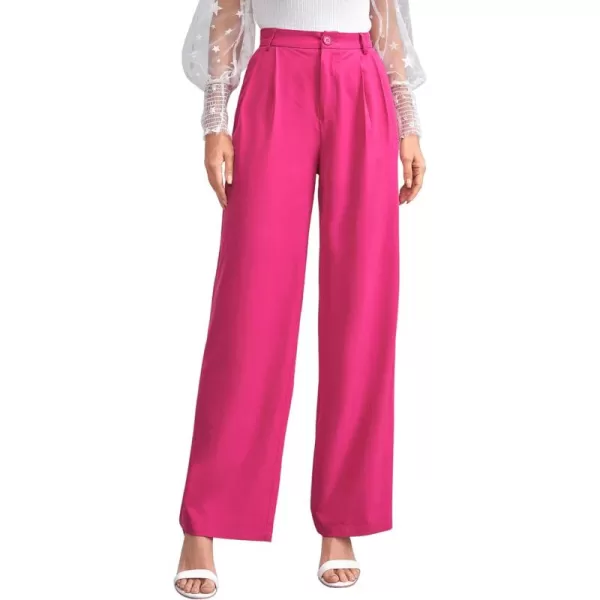 SweatyRocks Women's Casual Wide Leg High Waisted Button Down Straight Long Trousers Pants