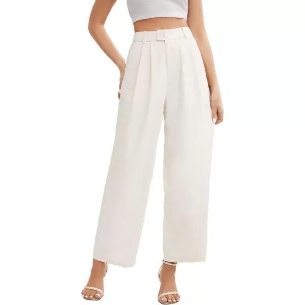 SweatyRocks Women's Casual Wide Leg High Waisted Button Down Straight Long Trousers Pants