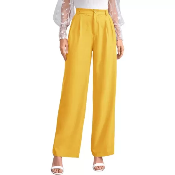 SweatyRocks Women's Casual Wide Leg High Waisted Button Down Straight Long Trousers Pants