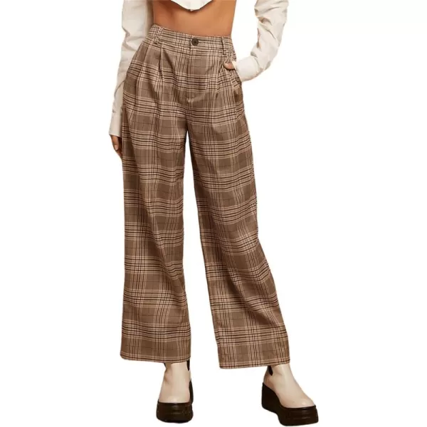 SweatyRocks Women's Casual Wide Leg High Waisted Button Down Straight Long Trousers Pants