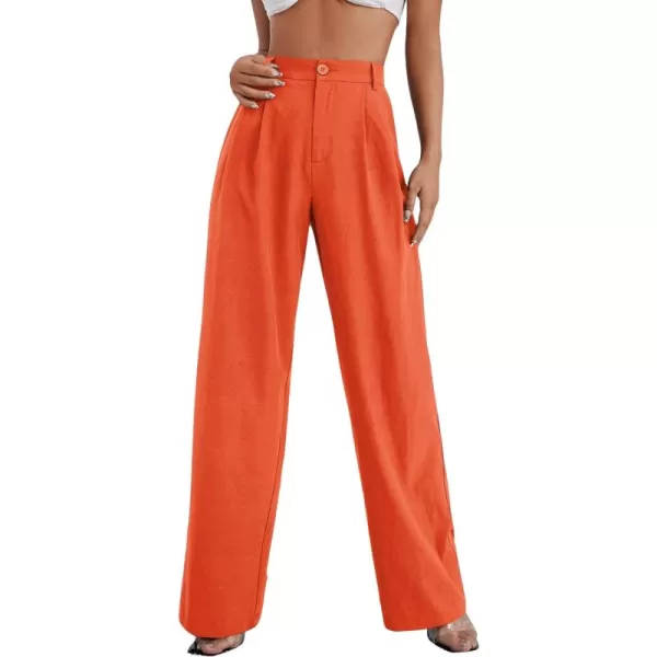 SweatyRocks Women's Casual Wide Leg High Waisted Button Down Straight Long Trousers Pants