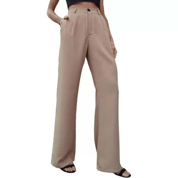 SweatyRocks Women's Casual Wide Leg High Waisted Button Down Straight Long Trousers Pants