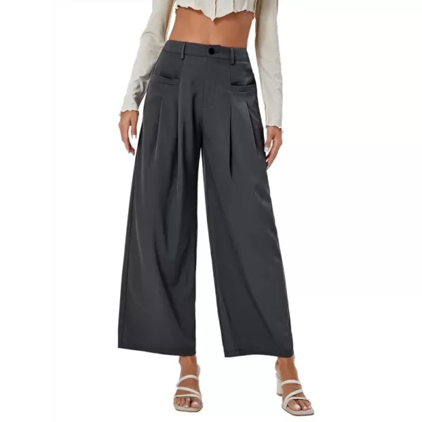 SweatyRocks Women's Casual Wide Leg High Waisted Button Down Straight Long Trousers Pants