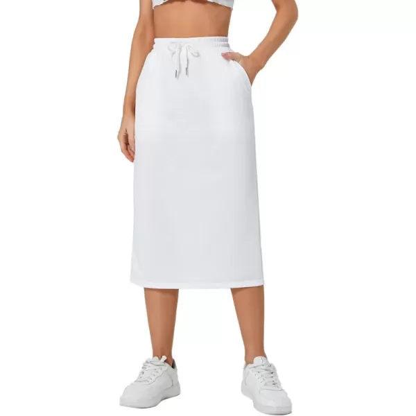 SweatyRocks Women's Causal High Waist Midi Skirt Drawstring Solid Athletic Skirt with Pockets