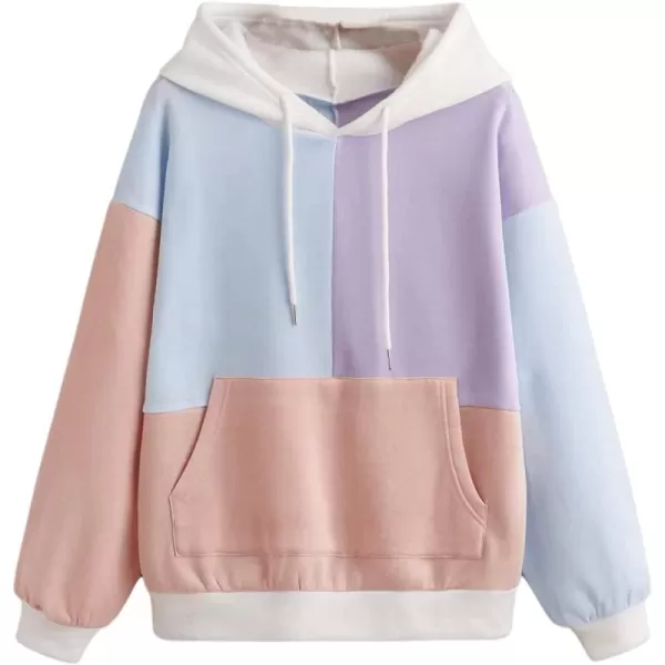 SweatyRocks Women's Causal Long Sleeve Color Block Hoodie Sweatshirt with Pocket