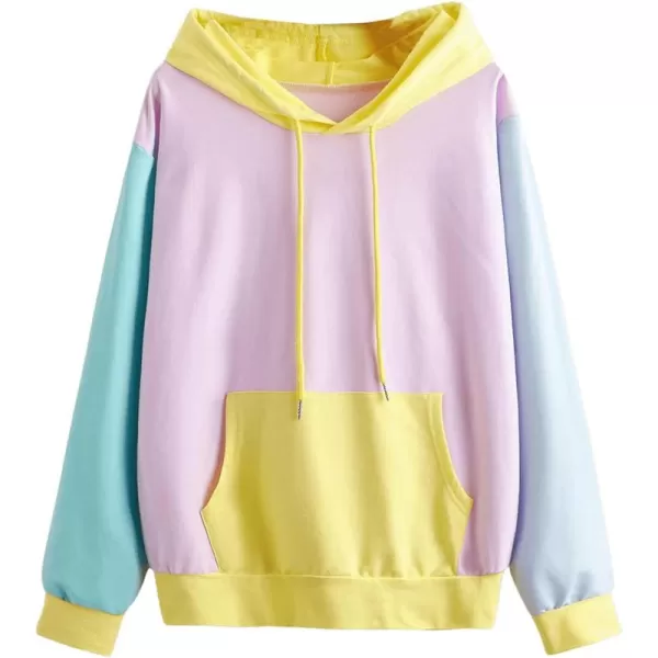 SweatyRocks Women's Causal Long Sleeve Color Block Hoodie Sweatshirt with Pocket