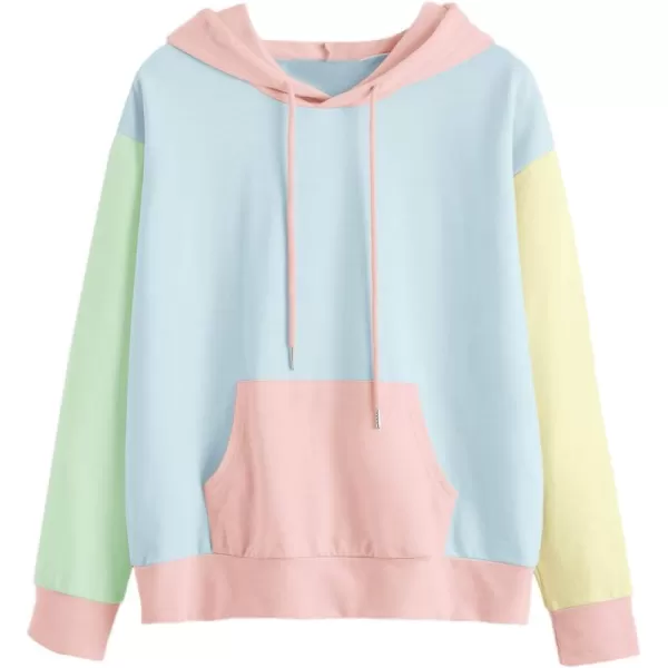 SweatyRocks Women's Causal Long Sleeve Color Block Hoodie Sweatshirt with Pocket