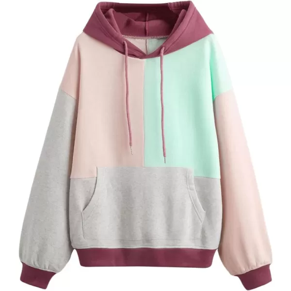 SweatyRocks Women's Causal Long Sleeve Color Block Hoodie Sweatshirt with Pocket
