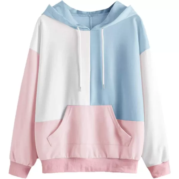 SweatyRocks Women's Causal Long Sleeve Color Block Hoodie Sweatshirt with Pocket