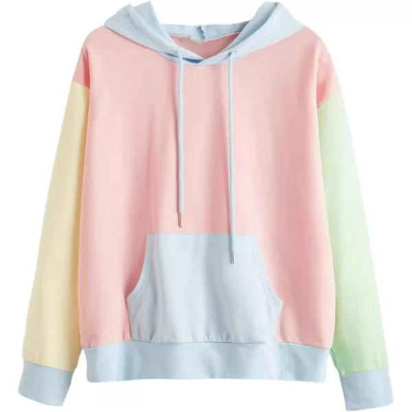 SweatyRocks Women's Causal Long Sleeve Color Block Hoodie Sweatshirt with Pocket