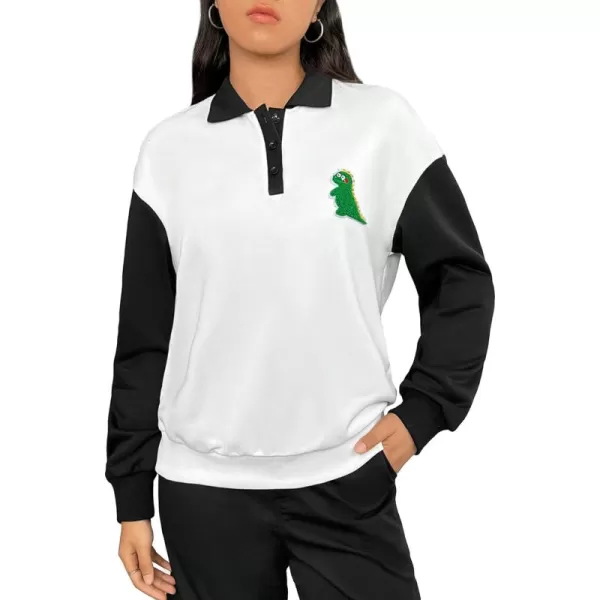 SweatyRocks Women's Contrast Collar Drop Shoulder Casual Long Sleeve Pullover Sweatshirt Tops