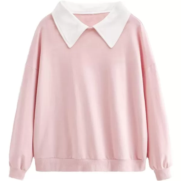 SweatyRocks Women's Contrast Collar Drop Shoulder Casual Long Sleeve Pullover Sweatshirt Tops