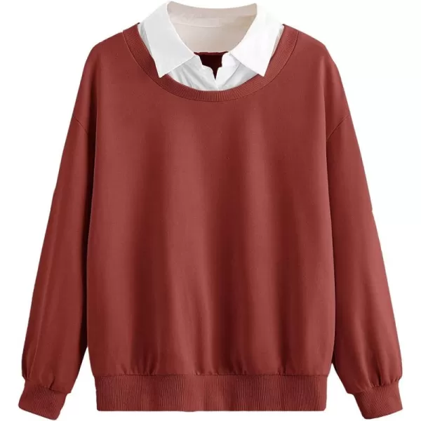 SweatyRocks Women's Contrast Collar Drop Shoulder Casual Long Sleeve Pullover Sweatshirt Tops