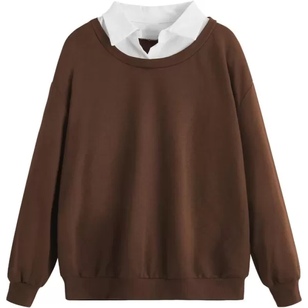SweatyRocks Women's Contrast Collar Drop Shoulder Casual Long Sleeve Pullover Sweatshirt Tops