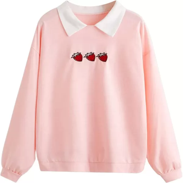SweatyRocks Women's Contrast Collar Drop Shoulder Casual Long Sleeve Pullover Sweatshirt Tops