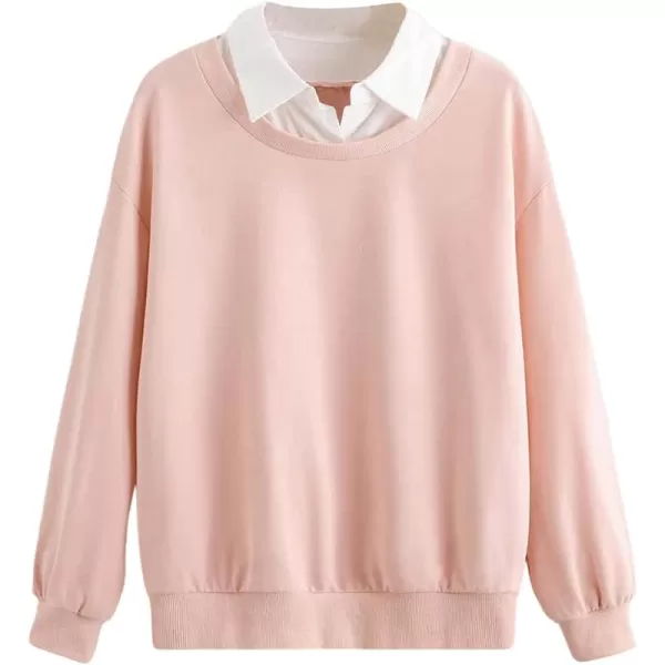 SweatyRocks Women's Contrast Collar Drop Shoulder Casual Long Sleeve Pullover Sweatshirt Tops
