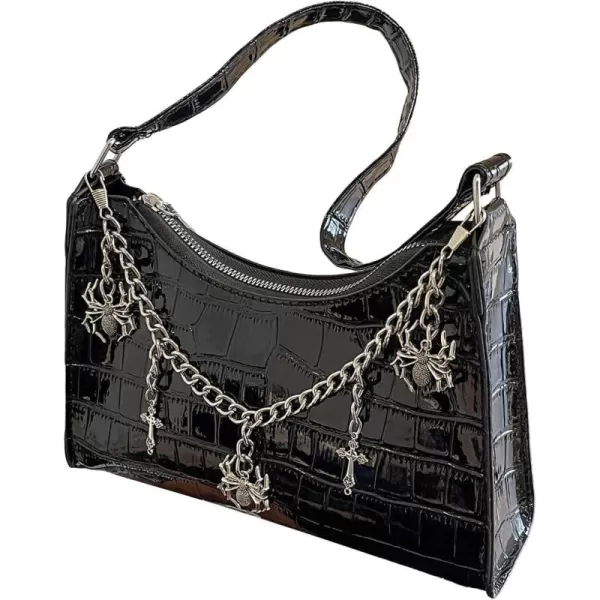 SweatyRocks Women's Crocodile Pattern Top Handle Shoulder Bag PU Leather Medium Clutch Purse with Chain