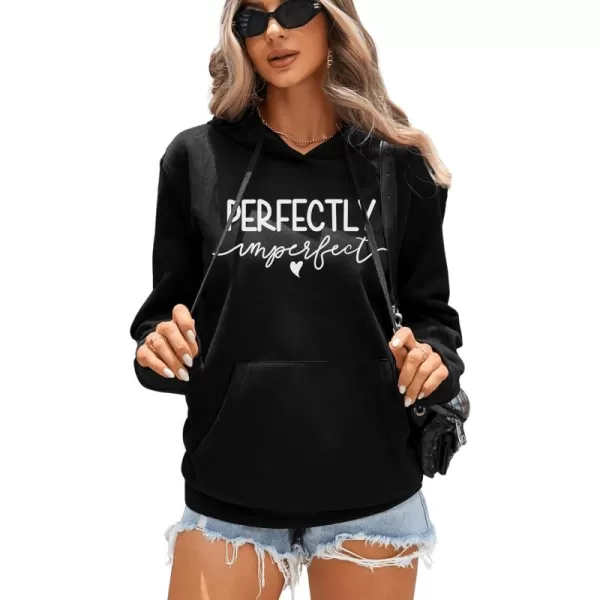 SweatyRocks Women's Cute Heart and Slogan Graphic Print Drawstring Hoodie Pullover Sweatshirt with Pocket