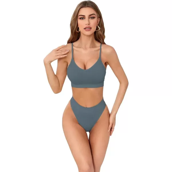 SweatyRocks Women's Cute Two Piece Lingerie Set Seamless Wireless Bra and Thong Panty Set Underwear