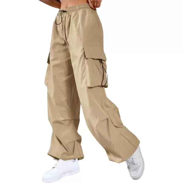 SweatyRocks Women's Drawstring Elastic Waist Loose Pants Casual Flap Pocket Cargo Pants Trousers