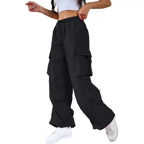 SweatyRocks Women's Drawstring Elastic Waist Loose Pants Casual Flap Pocket Cargo Pants Trousers