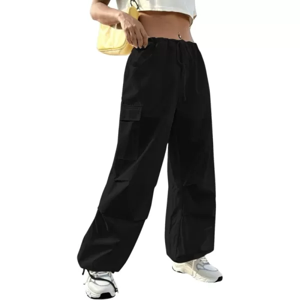 SweatyRocks Women's Drawstring Elastic Waist Wide Leg Pants Casual Loose Cargo Pants with Pockets